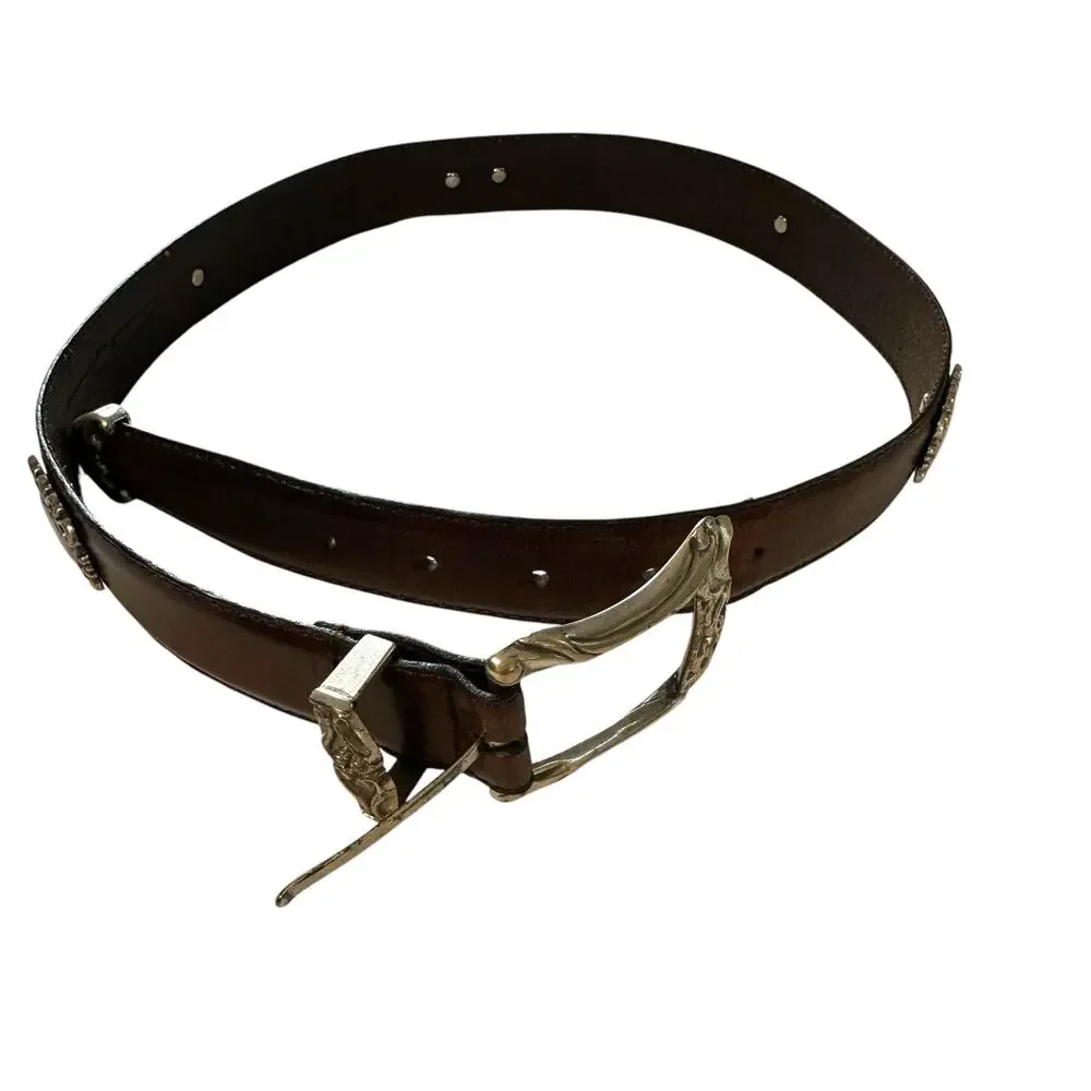 Vintage 90s Y2K Fossil Leather Belt 33 in long 1 in wide Western Boho Preppy